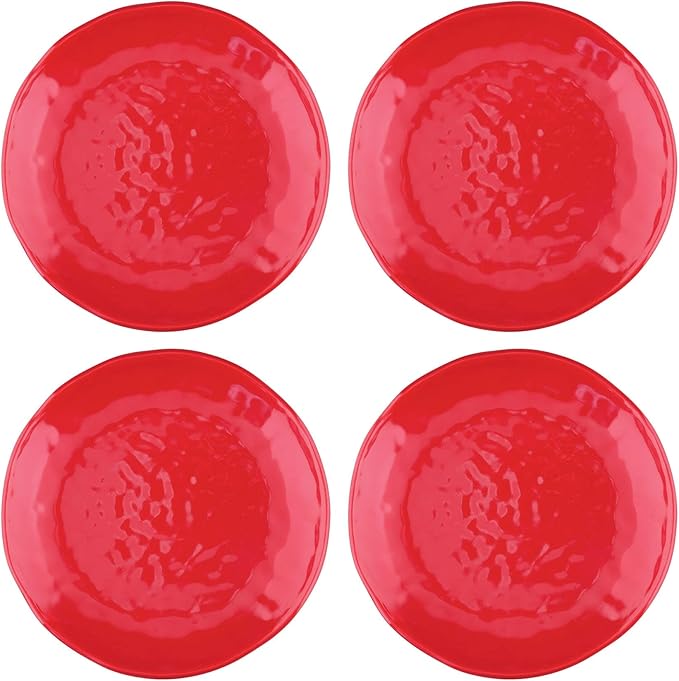 UPware 16 Piece Holiday Red Melamine Dinnerware Sets Outdoor Dishes Set Plates and Bowls Sets Christmas Decorations Service for 4 Red