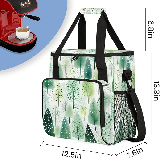 Graffiti Tree Coffee Maker Carrying Bag Christmas Tree Travel Storage Bag Compatible with K-Mini or K-Mini Plus Single Serve Coffee Brewer Carrying Case with Multiple Pockets &amp Shoulder Strap