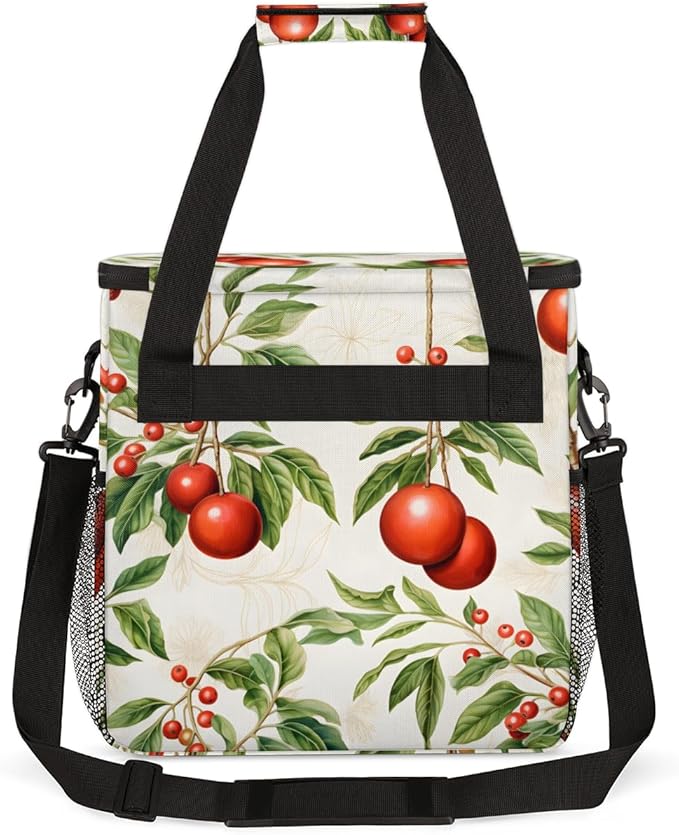 Christmas Flowers Coffee Maker Carrying Bag Graffiti Flowers Travel Storage Bag Compatible with K-Mini or K-Mini Plus Single Serve Coffee Brewer Carrying Case with Multiple Pockets &amp Shoulder St