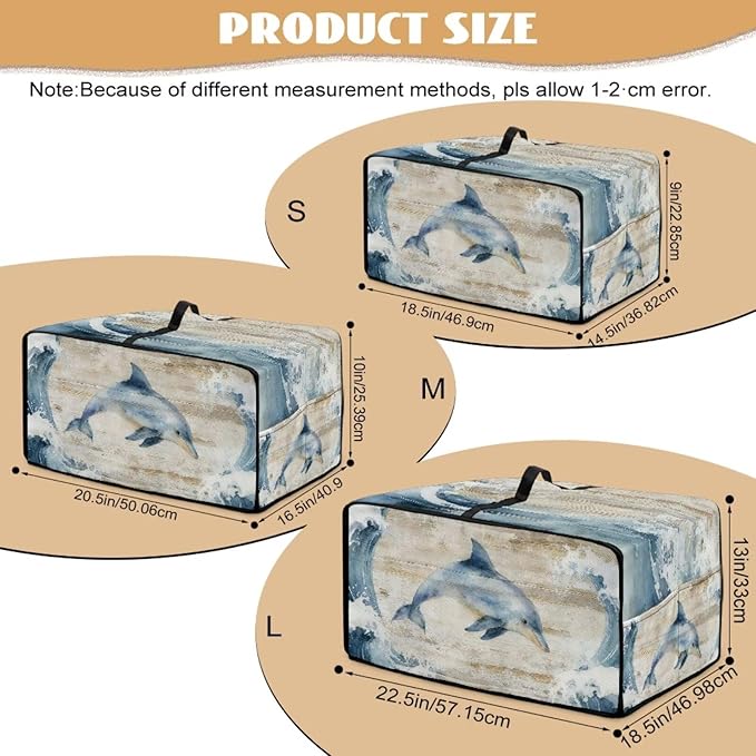 Dolphin Print Toaster Oven Air Fryer Cover Heavy Duty Bread Maker Machine Covers with Accessory Pockets Kitchen Small Appliance Accessories M