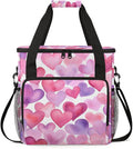 Pink Blue Heart Coffee Maker Carrying Bag Portable Travel Storage Tote Bag Compatible with K-Mini or K-Mini Plus Single Serve Coffee Brewer Carrying Case with Multiple Pockets &amp Shoulder Strap