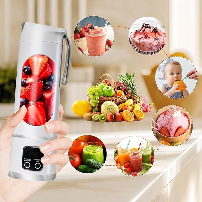 Digital Display Juicer-Smart LED Display Diet-Friendly Portable Multimode Blender Personal Electric USB 15.2 oz Portable juicer Shakes and Smoothies Blender Small Blenders Mixing (02)