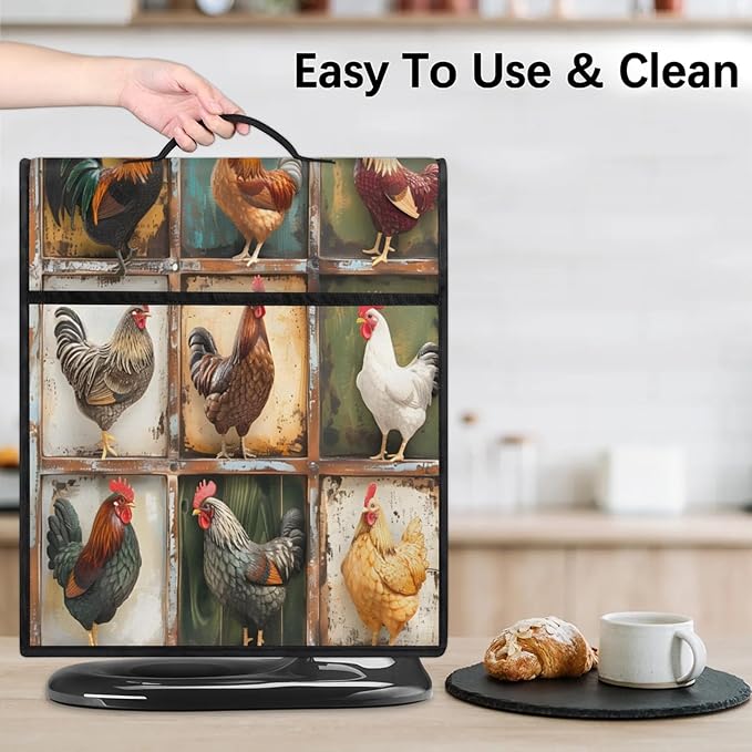 cfpolar Kitchen Aid Mixer Cover Compatible with 6-8 Quarts Animal Cock Retro Stand Mixer Cover Kitchen Aid Mixers Accessories Appliance Organizer Bag Dust Covers with Zipper Pocket