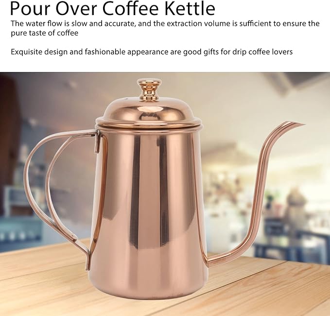 650ml Pour Over Coffee Kettle Stainless Steel Gooseneck Coffee Pot Thickened 304 Stainless Steel Slow and Accurate Ergonomic Handle for Pouring