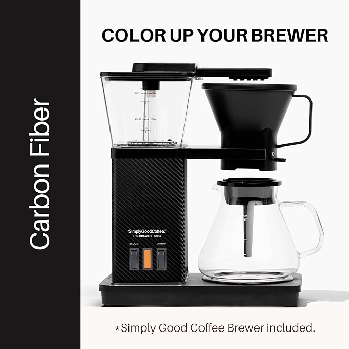 SimplyGoodCoffee Coffee Maker/Coffee Machine. 8 Cup Automatic Drip Pour Over Coffee Brewer With Vinyl Wrap Custom Kit. Easy To Use Gold Cup Standard. Black Carbon Fiber