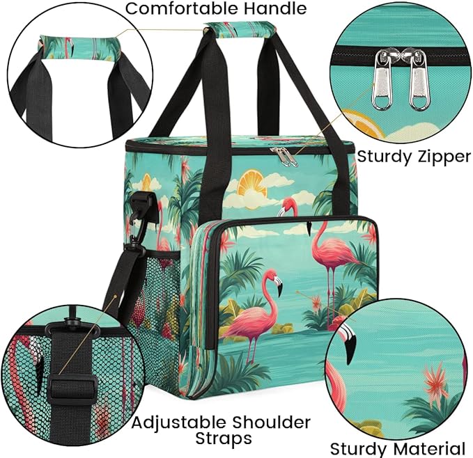 Tropical Hawaiian and Flamingo Coffee Maker Carrying Bag for Keurig K-Mini or K-Mini Plus Storage Portable Coffee Maker Travel Bag