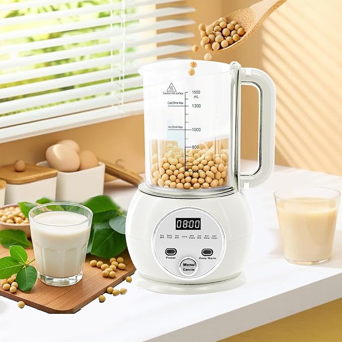 10 in 1 Nut Milk Maker Hot Blender51oz Homemade Soy AlmondOatPlant BasedBaby Food Maker 20 BladesAutomatic Soybean Machine with 24H Delay Start/Keep Warm8H/Boil Water&ampAuto Clean