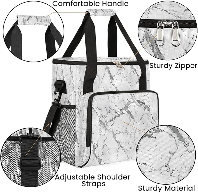 White Marble Coffee Maker Carrying Bag for Keurig K-Mini or K-Mini Plus Storage Portable Coffee Maker Travel Bag