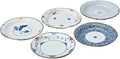 Saikai Pottery 31989 Hasami Ware Scissors Dish Set of 5 Patterns Dyed Nishiki Picture Change Diameter 6.3 inches (16 cm) Soy Sauce Plate Gift Birthday Scissors Dishware Stylish Microwave and
