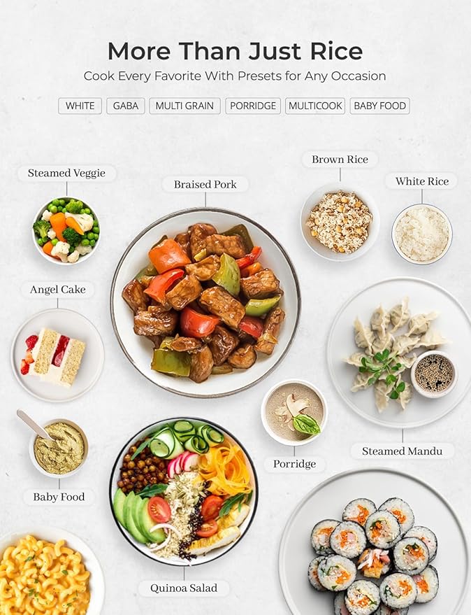 CUCKOO Micom Rice Cooker 8-Cup Uncooked / 16-Cup Cooked with Nonstick Inner Pot Large Rice Maker with 9 Menu Options Fuzzy Logic Technology Auto Clean Mode LCD Display White (CR-0810F)
