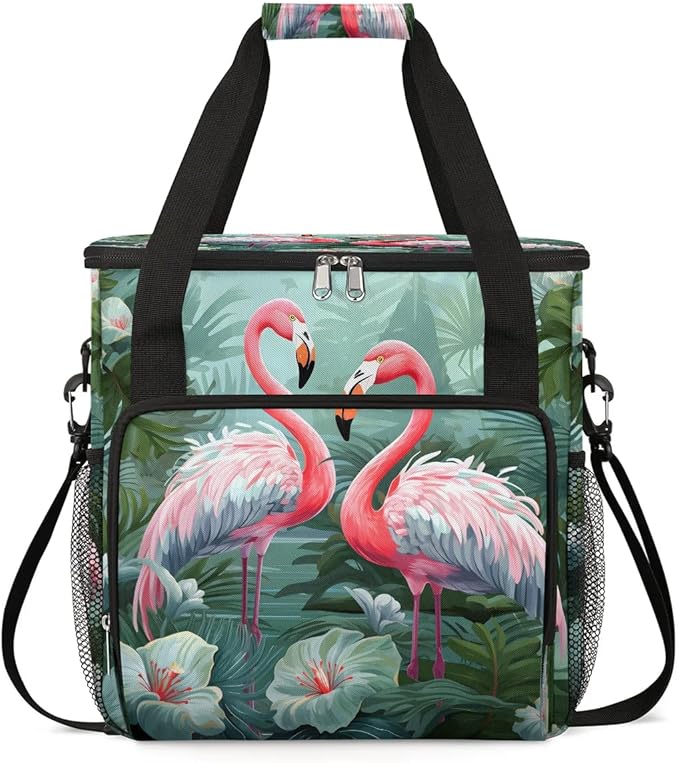 Flamingos Leaves Flowers Coffee Maker Carrying Bag for Keurig K-Mini or K-Mini Plus Storage Portable Coffee Maker Travel Bag