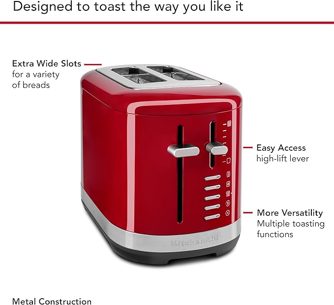 KitchenAid 2 Slice Automatic Toaster with Extra Wide Slots KMT2109ER Empire Red