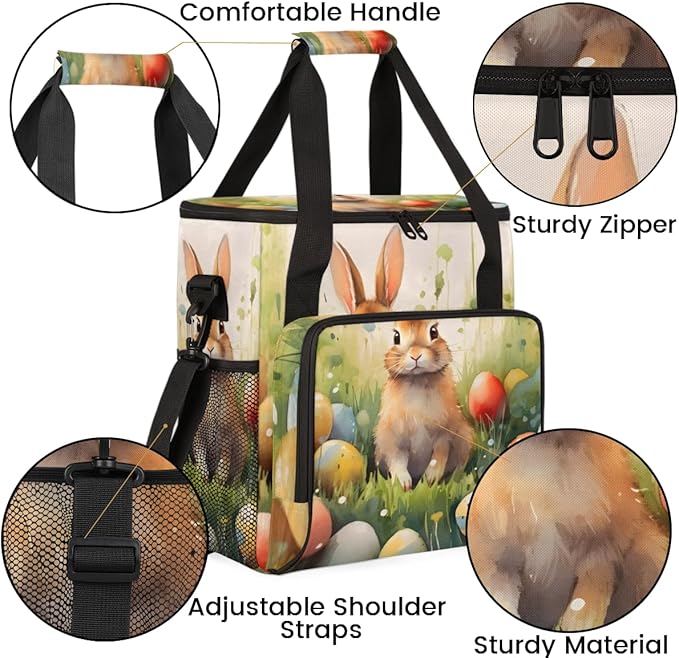 Easter Bunny Coffee Maker Carrying Bag Easter Egg Travel Storage Bag Compatible with K-Mini or K-Mini Plus Single Serve Coffee Brewer Carrying Case with Multiple Pockets &amp Shoulder Strap