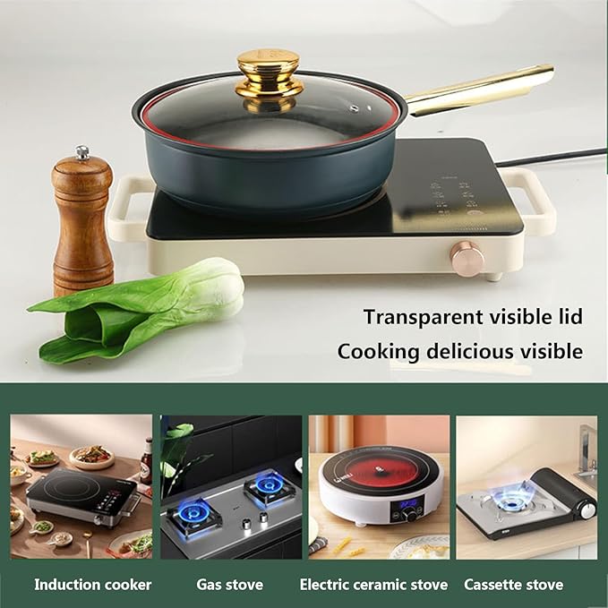 12pcs Pots and Pans Set Non Stick Stainless Steel Kitchen Cookware Sets Induction with Visual Lid Cooking Set Includes Soup Pot Frying Pan Milk Pot for Oven &amp Dishwasher SafeA