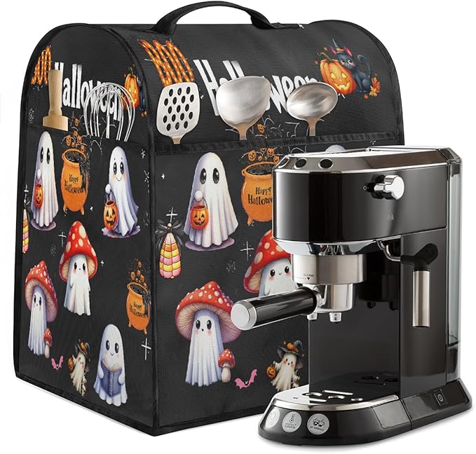 cfpolar Kitchen Aid Mixer Cover Compatible with 6-8 Quarts Halloween Ghost Mushrooms Stand Mixer Cover Kitchen Aid Mixers Accessories Appliance Organizer Bag Dust Covers with Zipper Pocket