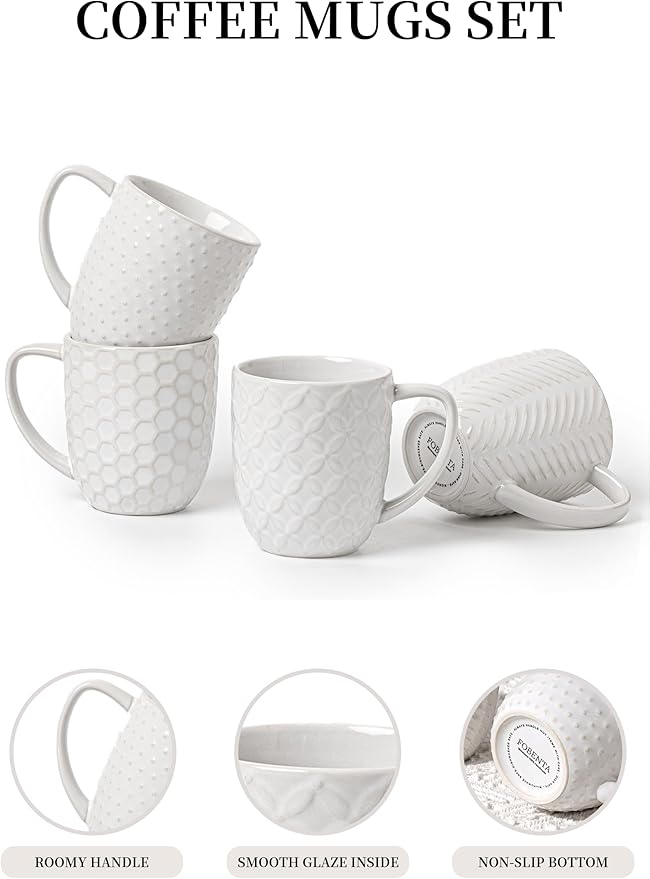 40-Piece Ceramic Dinnerware Set with Pasta Bowls &amp Mugs Service for 8 – Complete Dining Set for Entertaining Scratch-Resistant &amp Long-Lasting