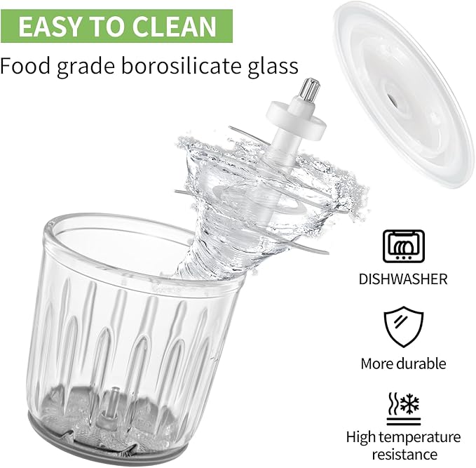 Baby Food Maker 600ML Food Processor with 8 Blades 2 Speeds Electric Food Chopper Meat Grinder with Two 200ML Bowls - for Baby Food Pureeing Chopping Dicing Mixing Vegetables Meat Nuts