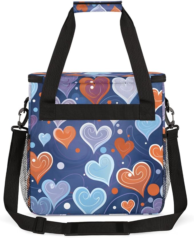 Abstract Heart Coffee Maker Carrying Bag Portable Travel Storage Tote Bag Compatible with K-Mini or K-Mini Plus Single Serve Coffee Brewer Carrying Case with Multiple Pockets &amp Shoulder Strap
