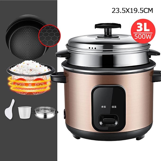 Rice Cooker With Non-stick Coating - Multifunctional Cooking Rice Cooker Rice Cooker With Steamer Household Rice Cooker Includes Steamer Insert Spoon And Measuring Cup (Size : 3L)