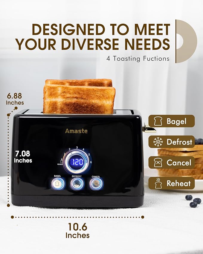 Amaste Black Coffee Maker &amp Black Toaster &amp Black Retro Electric Kettle Set