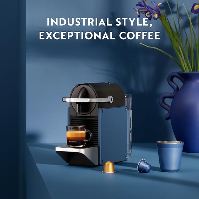 Nespresso Pixie Espresso Machine by De'Longhi Navy Blue + Starbucks Capsules Original Line