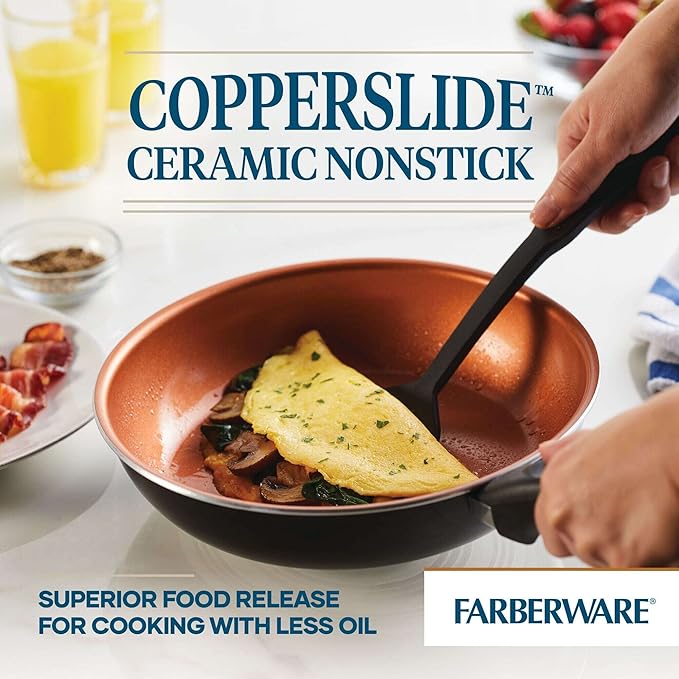 Farberware 10365 Glide Dishwasher Safe Nonstick Cookware Set / Pots and Pans Set - 11 Piece Black