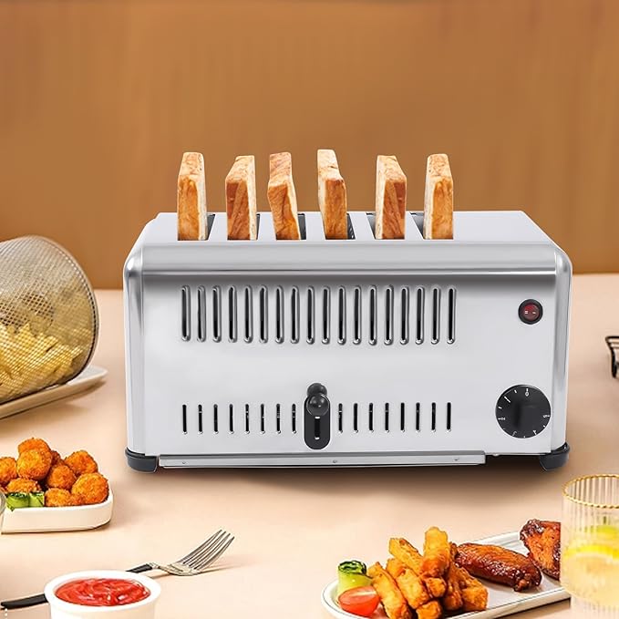 Toaster Commercial Conveyor Heavy Duty Electric Food Bread Baking Silver Stainless Steel One-piece Molding Pop-Up 6 Slices/H For Kitchen Bakery