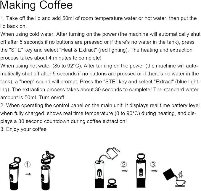 Zopsc Portable Coffee Maker Electric Espresso Machine for Camping 21Bar Cordless Heating Capsule Car Self Heating Coffee Maker Small Handheld Brewer for Outdoor Car Travel Camping (White)