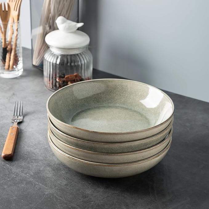 AmorArc Ceramic Dinnerware SetsHandmade Reactive Glaze Plates and Bowls SetsHighly Chip and Crack Resistant | Dishwasher &amp Microwave Safe Dishes Set Service for 4 (24Pcs)