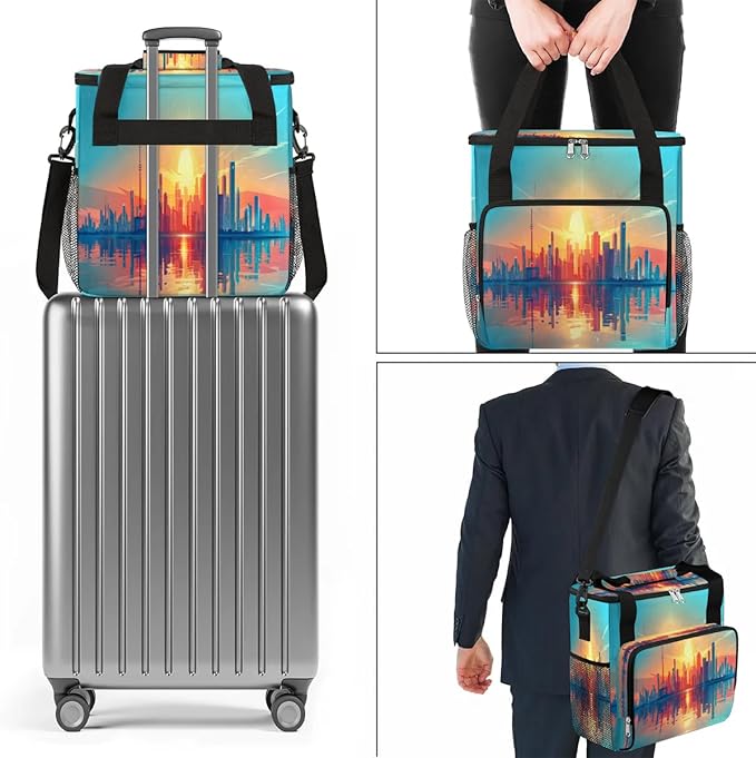 Sunrise Urban Landscape Coffee Maker Travel Bag for K-Mini or K-Mini Plus Single Serve Coffee Brewer Portable Storage Tote Case for Tarvel