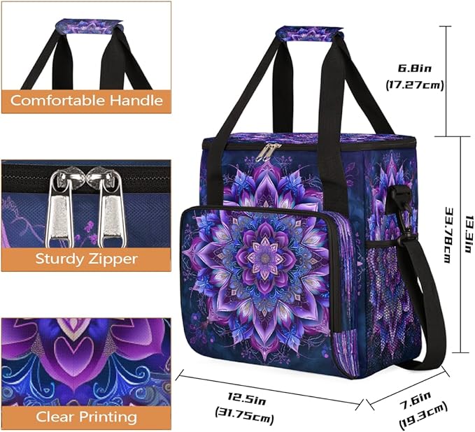 Bohemian Mandala 4 Coffee Maker Carring Bag Travel Carrying Storage Tote Bag Compatible with Keurig K-Mini or K-Mini Plus Portable Single Serve Coffee Brewer Case with Pockets for K-cup Pods