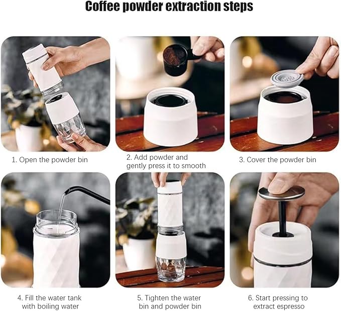 Portable Mini Hand Pressure Coffee Machine Espresso Coffee Maker Capsule Ground Coffee Brewer Portable for Travel and Picnic