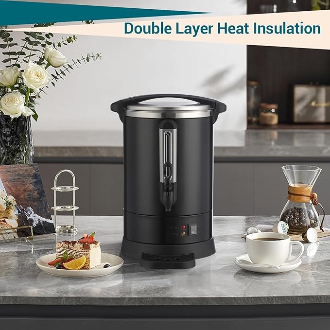 GarveeHome 120 Cups Coffee Urn18 L/4.8 gal Double Wall Commerical Coffee Maker for Buffet Catering Wedding GatheringLarge Capacity Hot Coffee DispenserStainless Steel Hot Water Urn