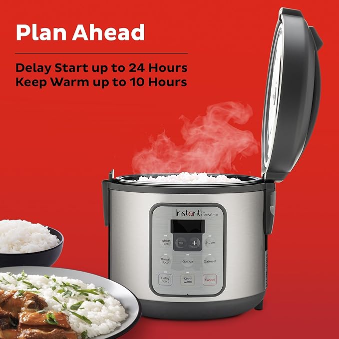 Instant Pot Zest 8 Cup One Touch Rice Cooker From the Makers of Instant Pot Steamer Cooks Rice Grains Quinoa and Oatmeal 8-cup cooked/4-cup uncooked No Pressure Cooking Functionality
