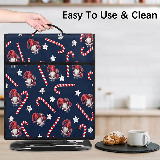 cfpolar Kitchen Aid Mixer Cover Compatible with 6-8 Quarts Christmas Candy Cane Santa Claus Stand Mixer Cover Kitchen Aid Mixers Accessories Appliance Organizer Bag Dust Covers with Zipper Pocket