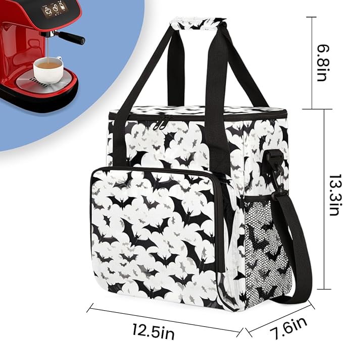 Magical Bat Coffee Maker Carrying Bag Modern Bat Travel Storage Bag Compatible with K-Mini or K-Mini Plus Single Serve Coffee Brewer Carrying Case with Multiple Pockets &amp Shoulder Strap