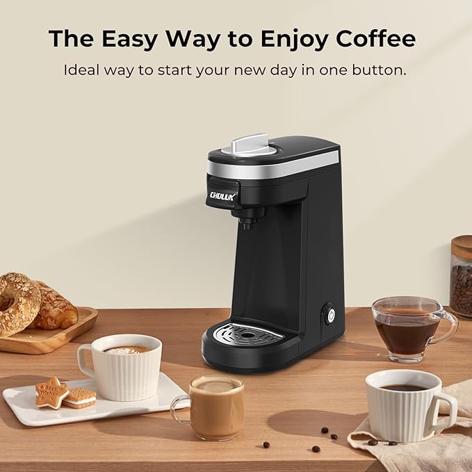 CHULUX Single Serve Coffee Maker for K Capsule Mini Single One Cup Coffee Machine Perfect for Small Space Black