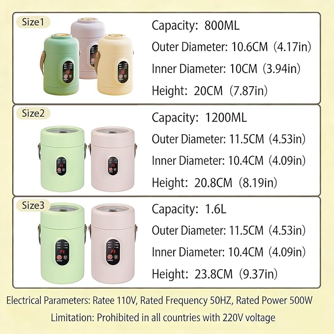 Multifunctional Health Pot 500W Portable Mini Electric Cooker with Ceramic Glaze Inner &amp Steamer Small Slow Cooker with 12-Hour Reservation for Porridge Rice Soup &amp Steaming (1600ml-Pink)