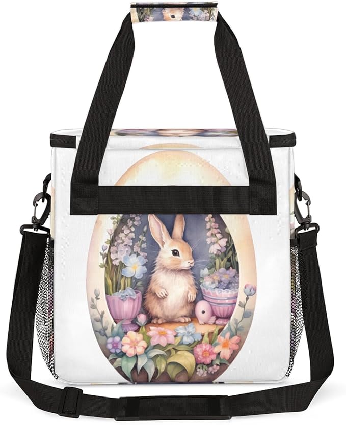 Easter Egg Coffee Maker Carrying Bag Easter Rabbit Travel Storage Bag Compatible with K-Mini or K-Mini Plus Single Serve Coffee Brewer Carrying Case with Multiple Pockets &amp Shoulder Strap
