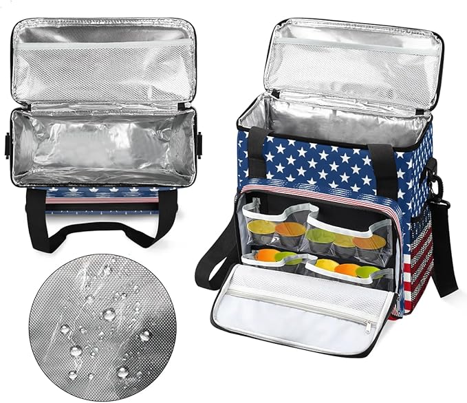 Stars Stripes Coffee Maker Carrying Bag Compatible with K-Mini or K-Mini Plus Portable Single Cup Coffee Maker Case with Pockets for K Cup Pods
