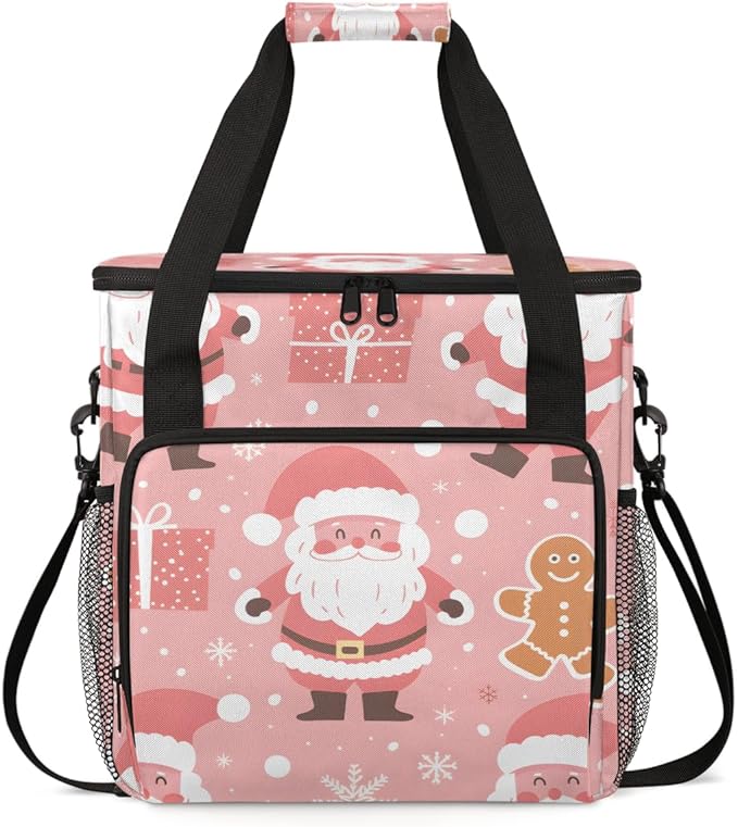 Fantastic Santa Claus Coffee Maker Carrying Bag Xmas Santa Claus Travel Storage Bag Compatible with K-Mini or K-Mini Plus Single Serve Coffee Brewer Carrying Case with Pockets &amp Shoulder Strap