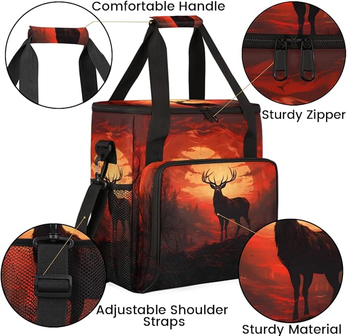 Forest Elk Coffee Maker Carrying Bag Abstract Elk Travel Storage Bag Compatible with K-Mini or K-Mini Plus Single Serve Coffee Brewer Carrying Case with Multiple Pockets &amp Shoulder Strap