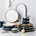 Dinner Set for Luxury Restaurant and Home Color Dinnerware Sets European Classical Ceramic Plate and Bowl Sets Modern Creative Dishware SetsOne Color-22Pcs
