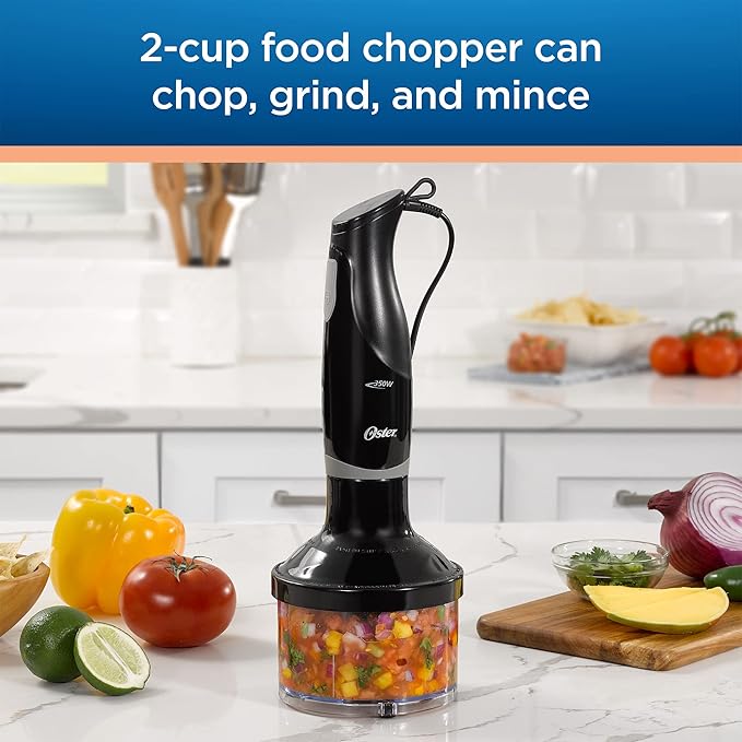 Oster Food Prep Kit Small Kitchen Appliance with Immersion Hand Blender Electric Knife and 2 Cup Mini Food Vegetable Chopper Black