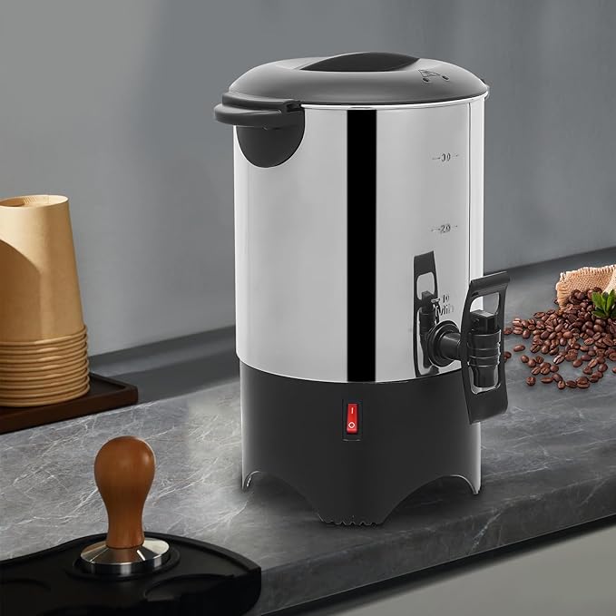Stainless Steel Coffee Percolator Commercial Large Capacity Coffee Urn Electric Catering Hot Water Boiler for Catering Business Church &amp Restaurant