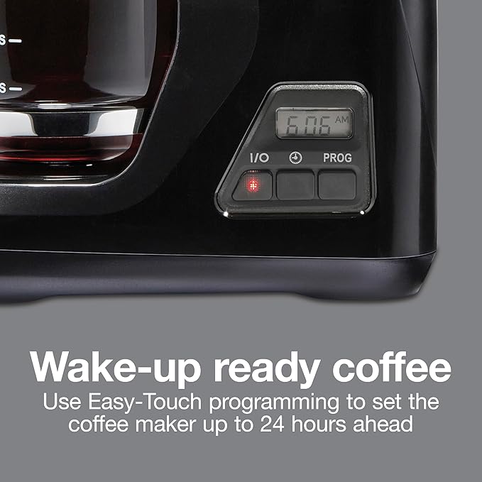 Proctor Silex FrontFill Drip Coffee Maker Digital &amp Programmable 12 Cup Glass Carafe Black and Silver (43685PS)