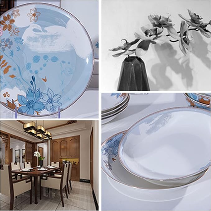 Ceramic Dinnerware Set Retro Style Beautiful Colourful Porcelain Combination Set for Household Dinner Wedding Hotel Christmas 60 Piece Set