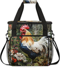 Beautiful Rooster Flower Coffee Maker Travel Bag for Keurig K-Mini/K-Mini Plus Insulated Waterproof Tote with Pockets for K-Cup Portable Single-Serve Brewer Case