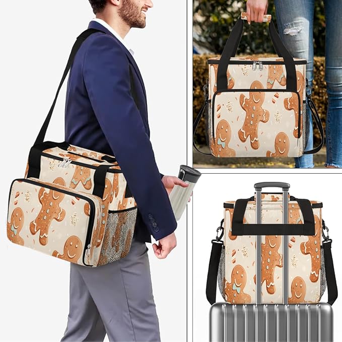 Christmas (613) Coffee Maker Carring Bag Travel Carrying Storage Tote Bag Compatible with Keurig K-Mini or K-Mini Plus Portable Single Serve Coffee Brewer Case with Pockets for K-cup Pods