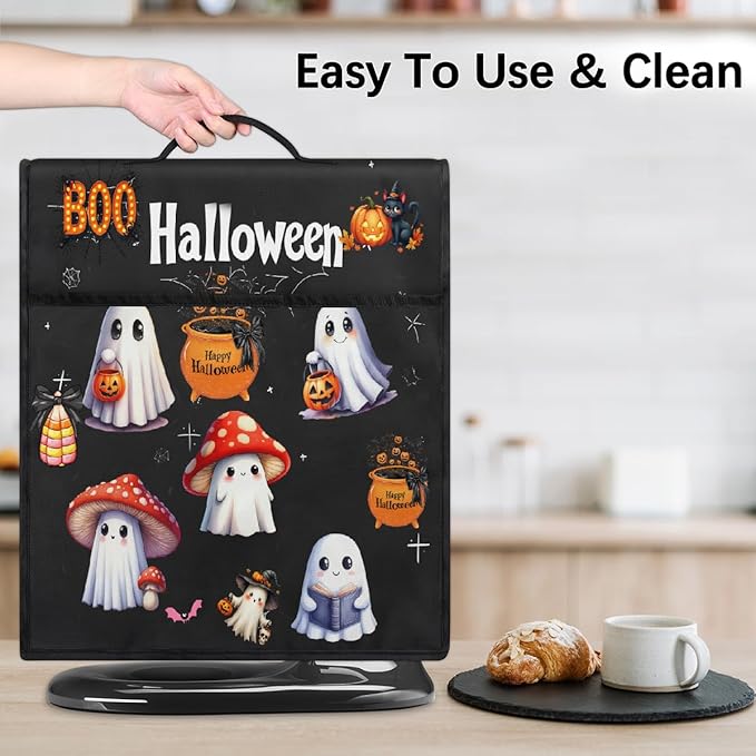 cfpolar Kitchen Aid Mixer Cover Compatible with 6-8 Quarts Halloween Ghost Mushrooms Stand Mixer Cover Kitchen Aid Mixers Accessories Appliance Organizer Bag Dust Covers with Zipper Pocket